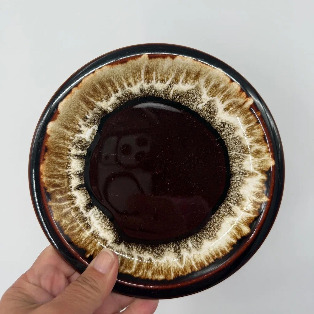 Pfaltzgraff 1970s Stoneware Brown Drip Glaze Lunch Salad Plates Set of 6 7.25